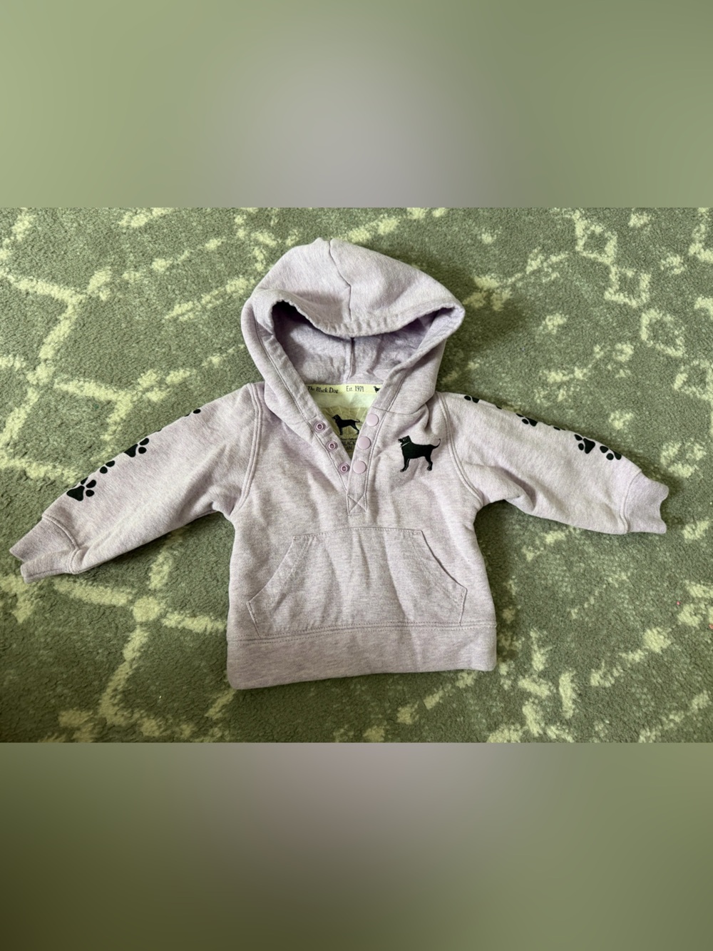 The Black Dog Kids Lavender Hoodie with Paw Print Accents